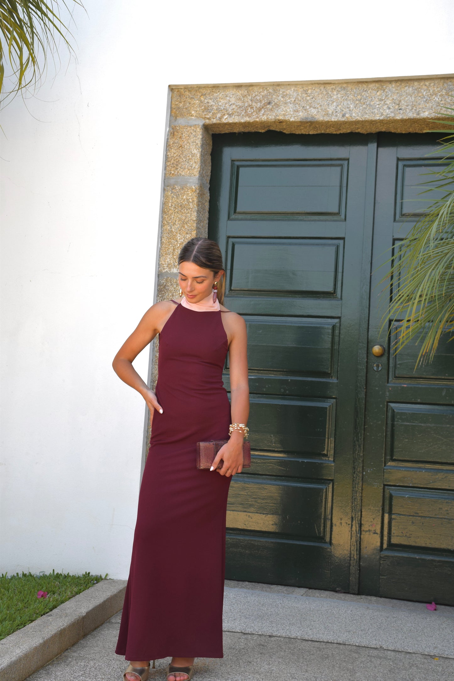 Nacar Dress - Burgundy & Pink