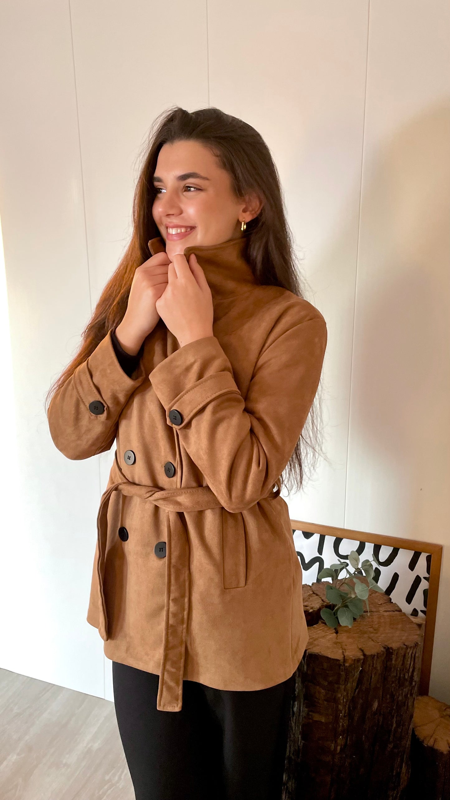 Trench Coat Curto Suede
