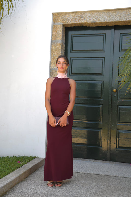 Nacar Dress - Burgundy & Pink