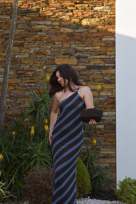 Marea Dress - Blue & Brown