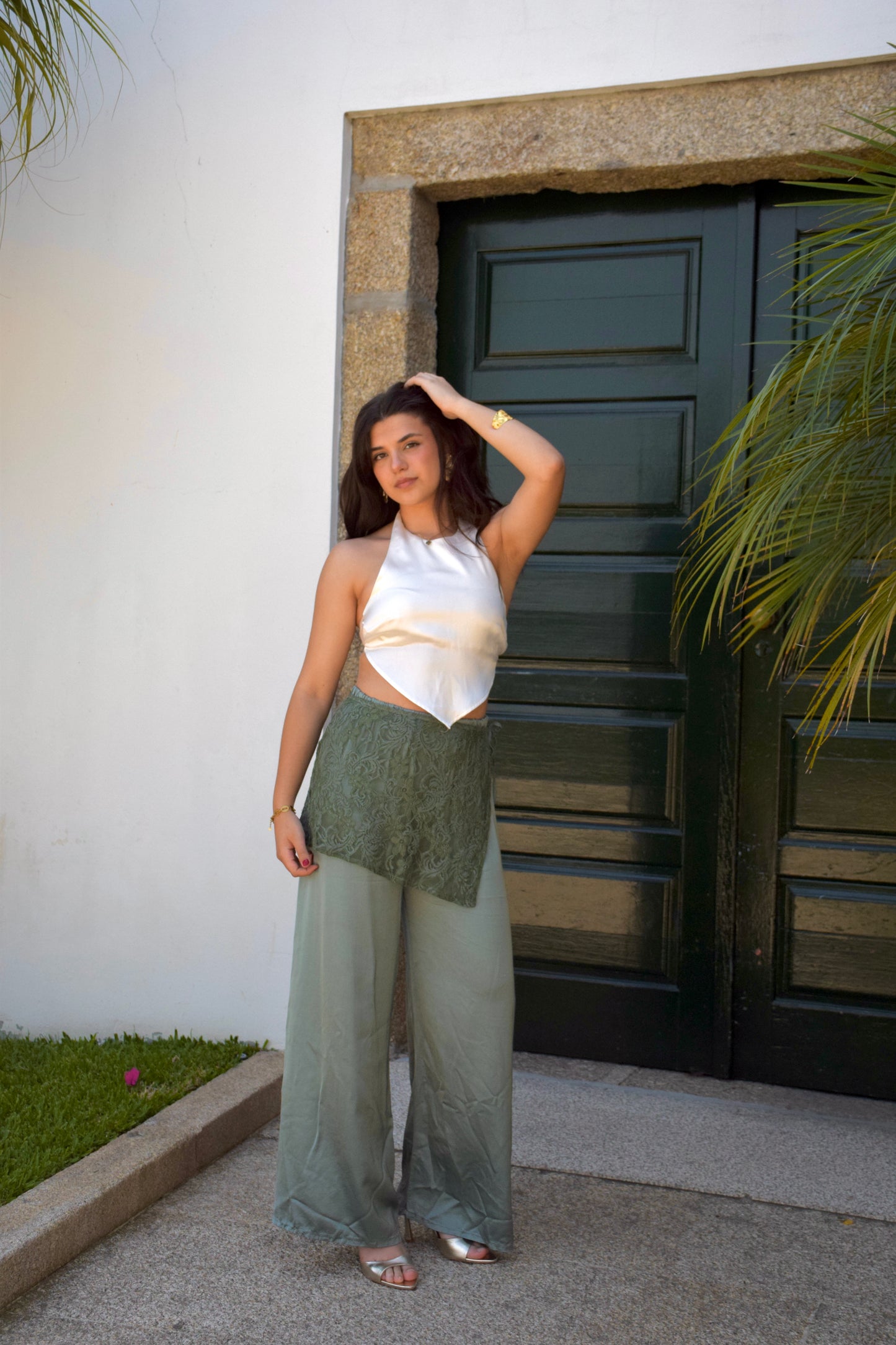 Satin Pants & Multiway Lace - Green