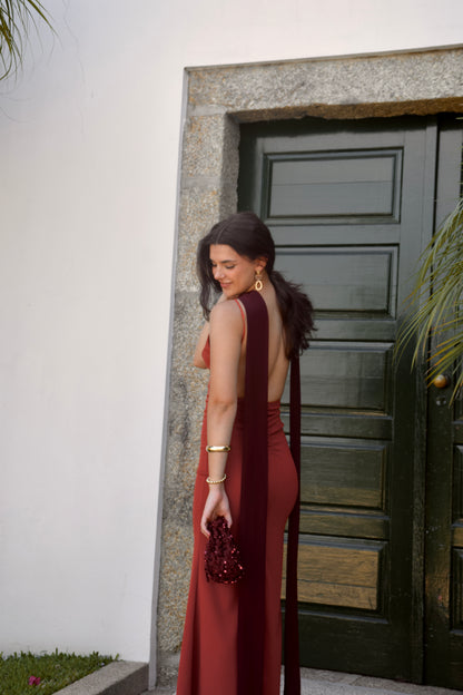 Nacar Dress - Terracota & Burgundy