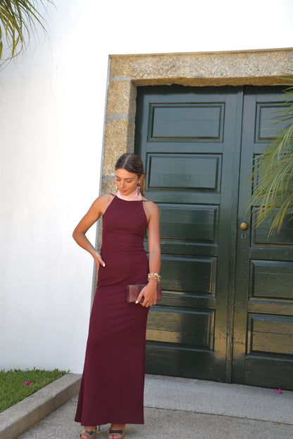 Nacar Dress - Burgundy & Pink