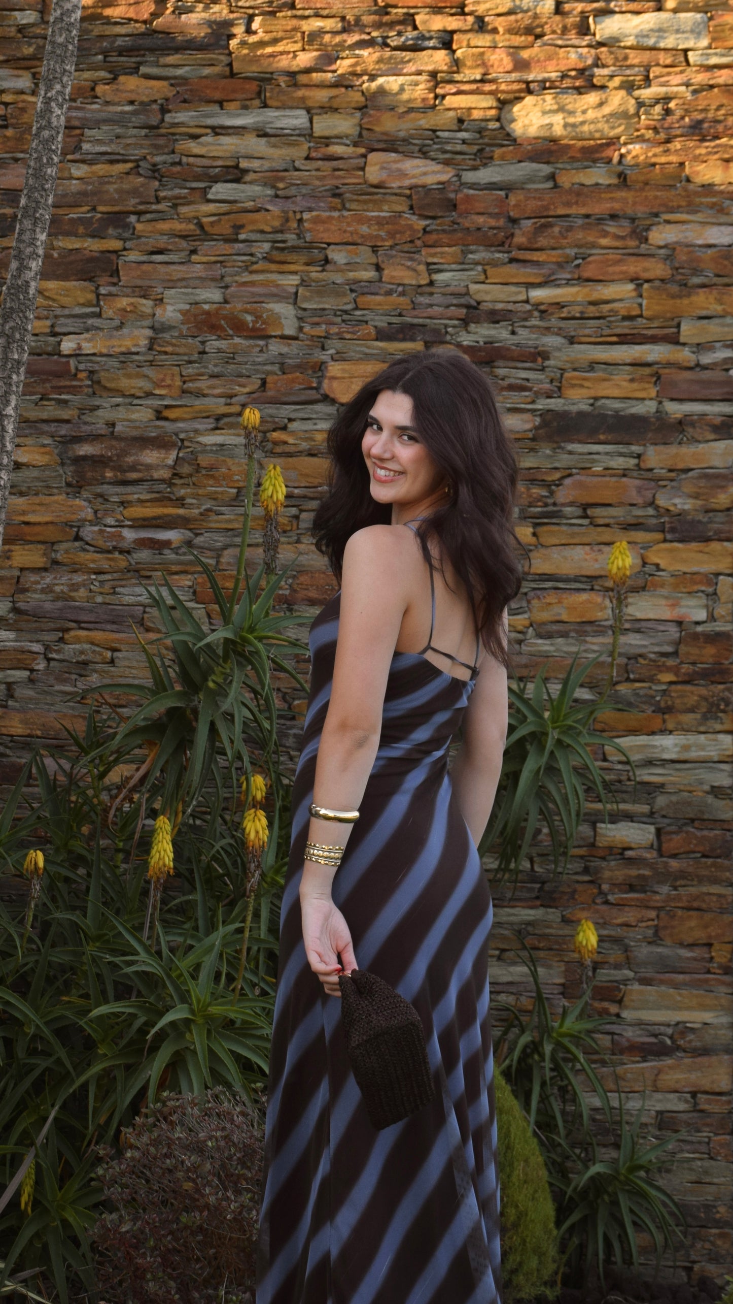 Marea Dress - Blue & Brown