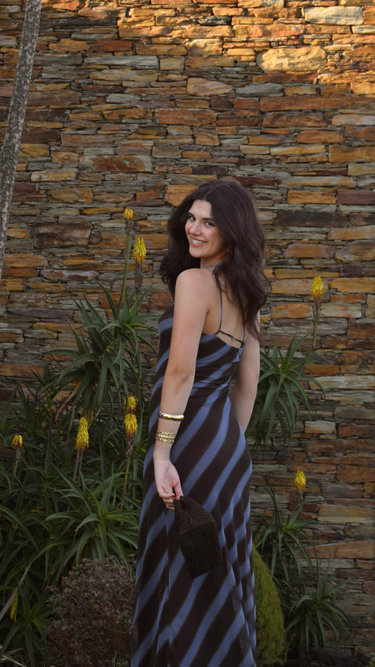 Marea Dress - Blue & Brown