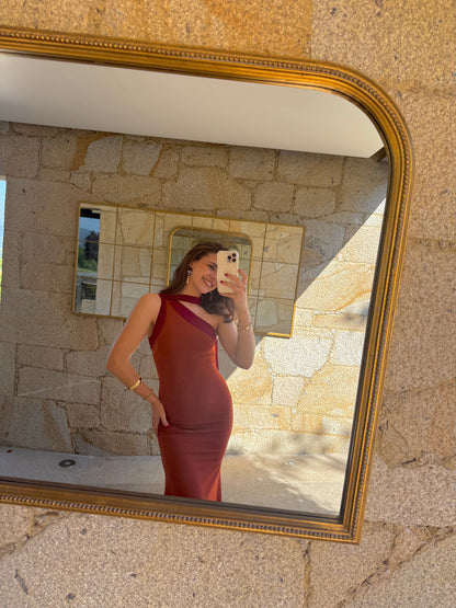 Perla Dress - Terracotta & Burgundy