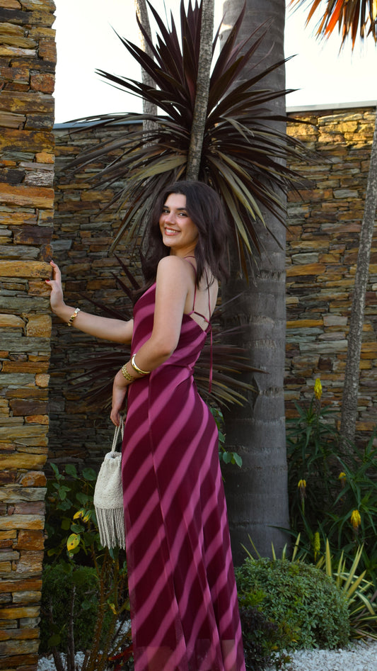 Marea Dress - Burgundy & Pink