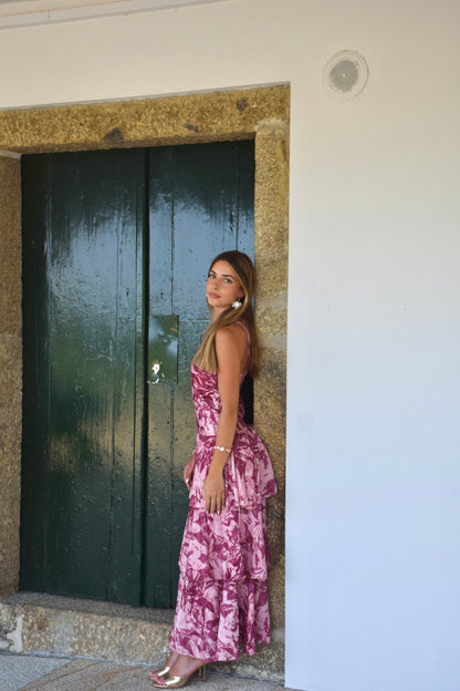 Zafira Dress - Pink & Bordeaux