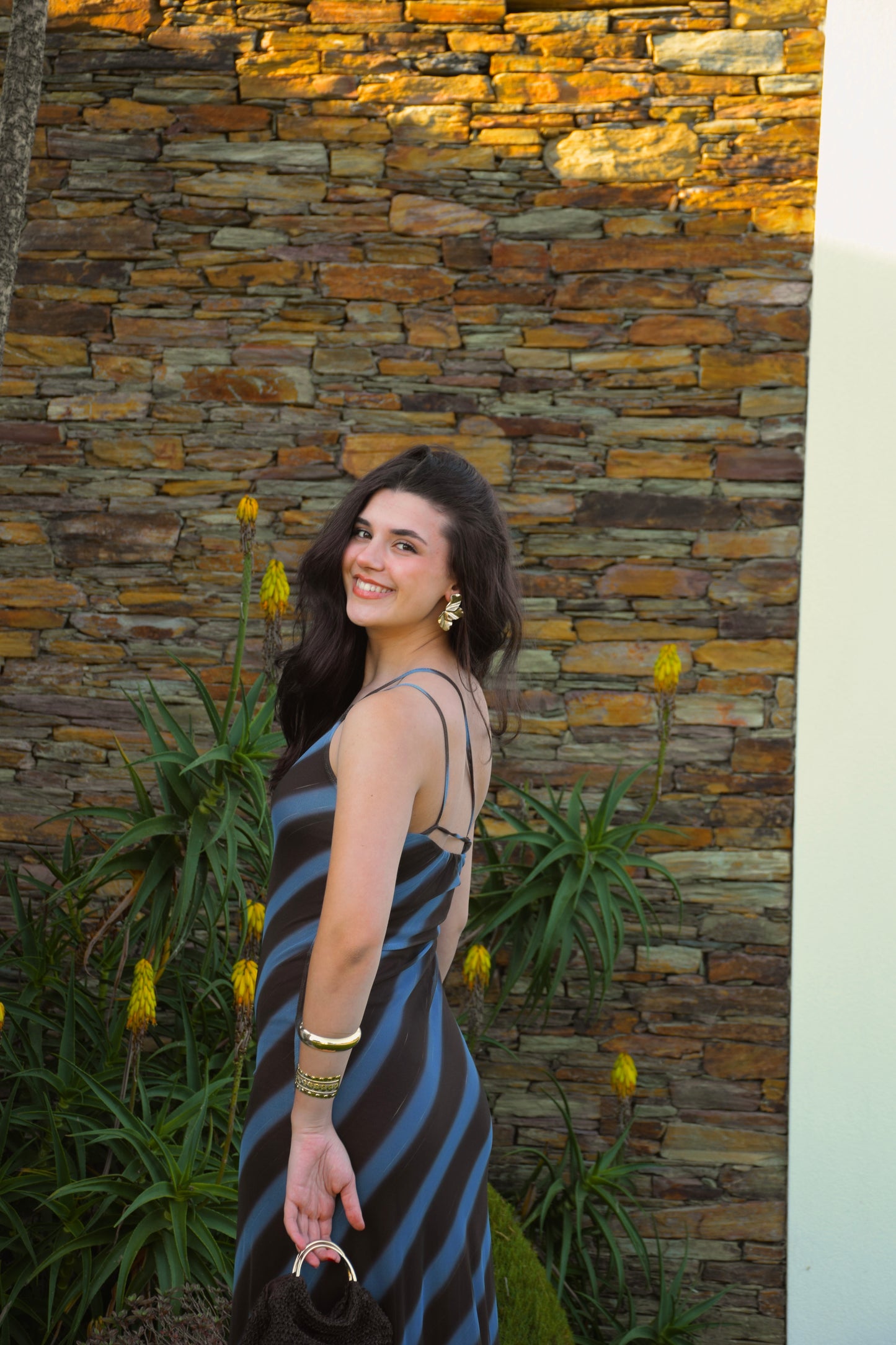 Marea Dress - Blue & Brown