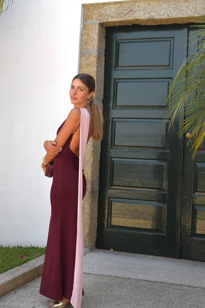 Nacar Dress - Burgundy & Pink