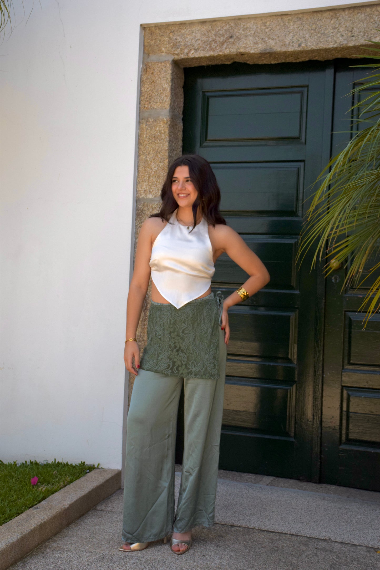 Satin Pants & Multiway Lace - Green