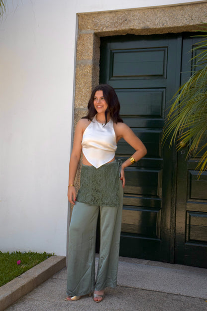 Satin Pants & Multiway Lace - Green