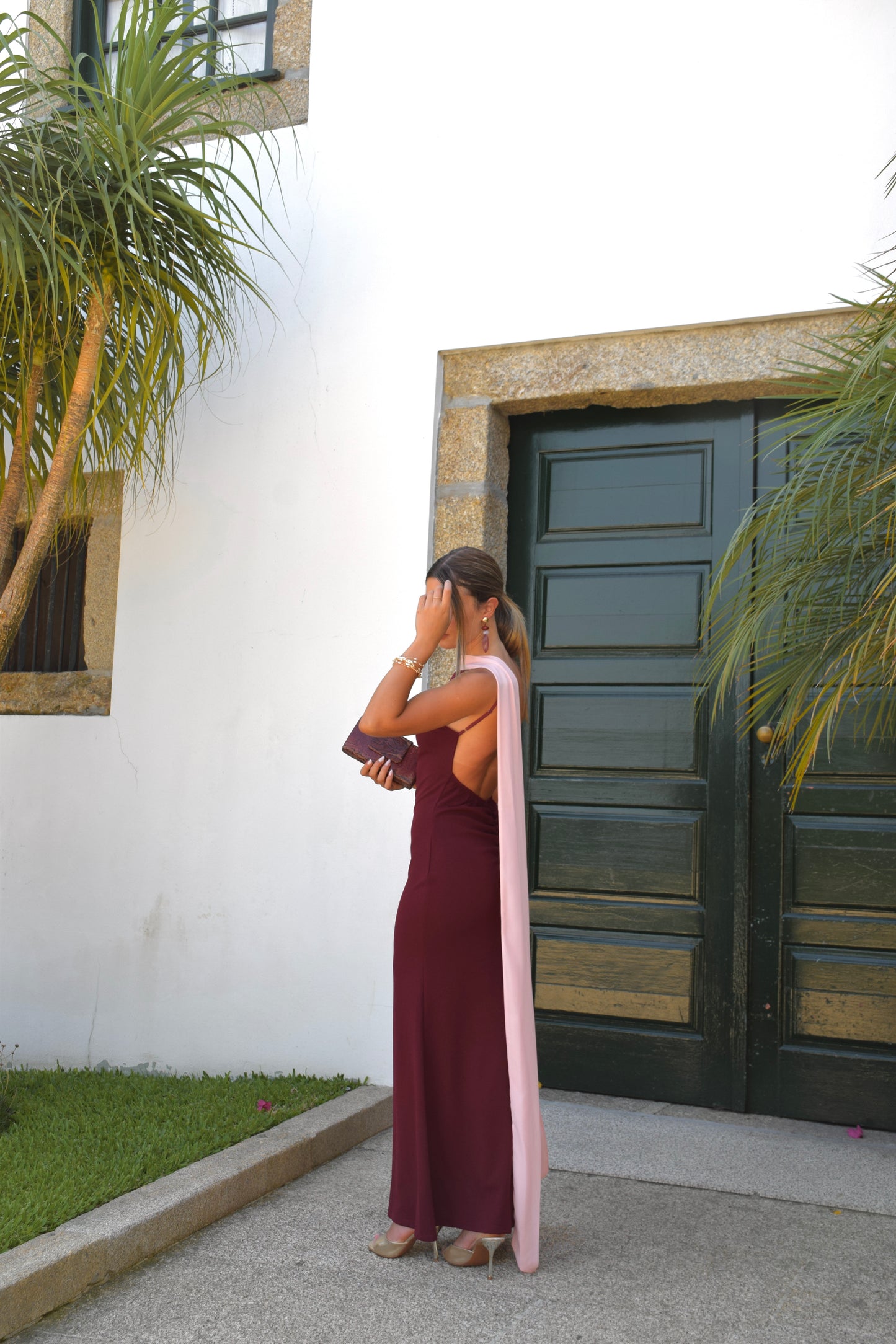 Nacar Dress - Burgundy & Pink