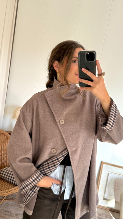 Sobretudo Curto Plaid