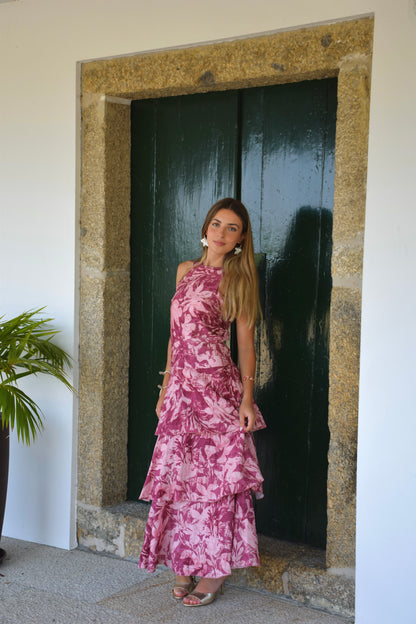 Zafira Dress - Pink & Bordeaux