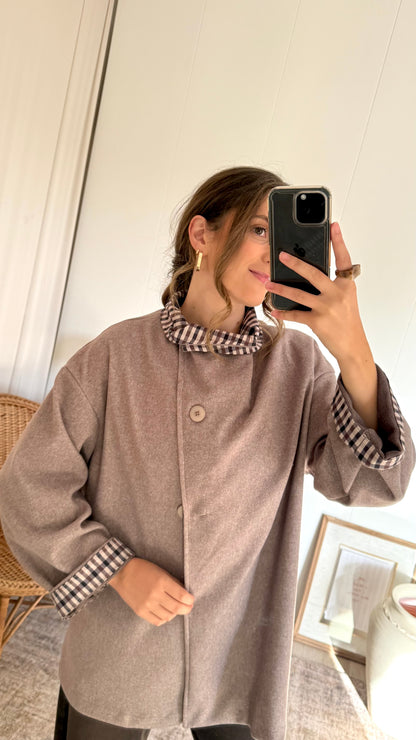 Sobretudo Curto Plaid