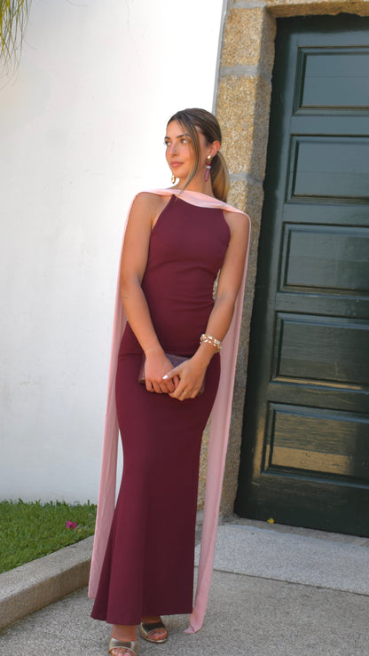 Nacar Dress - Burgundy & Pink