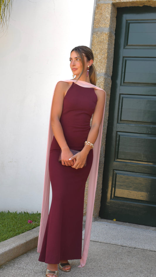 Nacar Dress - Burgundy & Pink