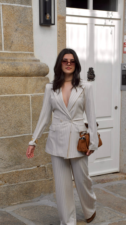 Belted Striped Suit