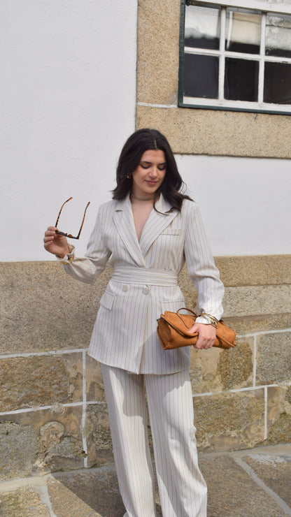 Belted Striped Suit
