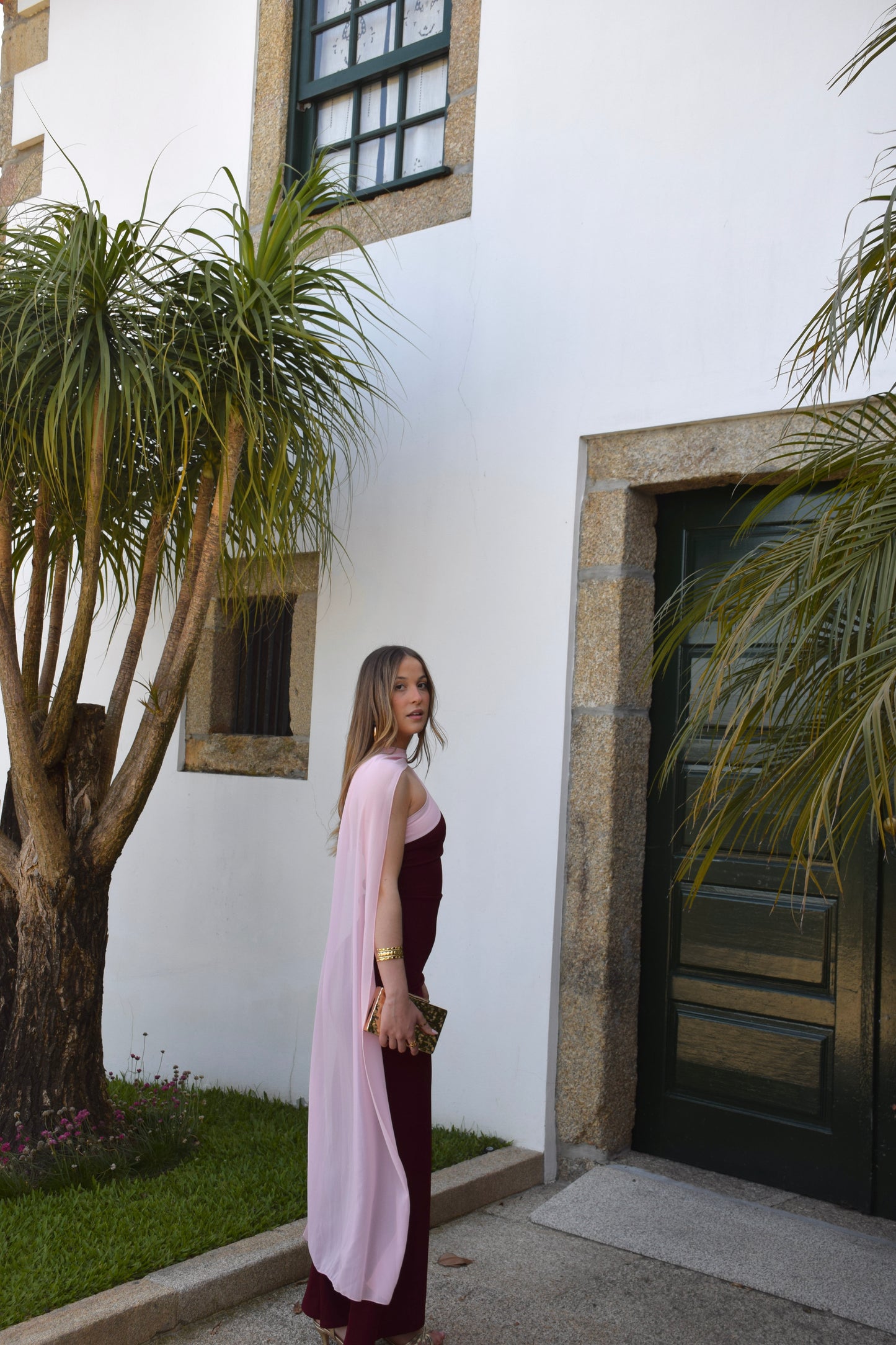 Perla Dress - Burgundy & Pink