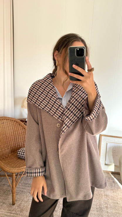 Sobretudo Curto Plaid