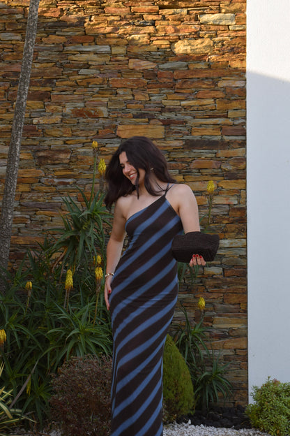 Marea Dress - Blue & Brown