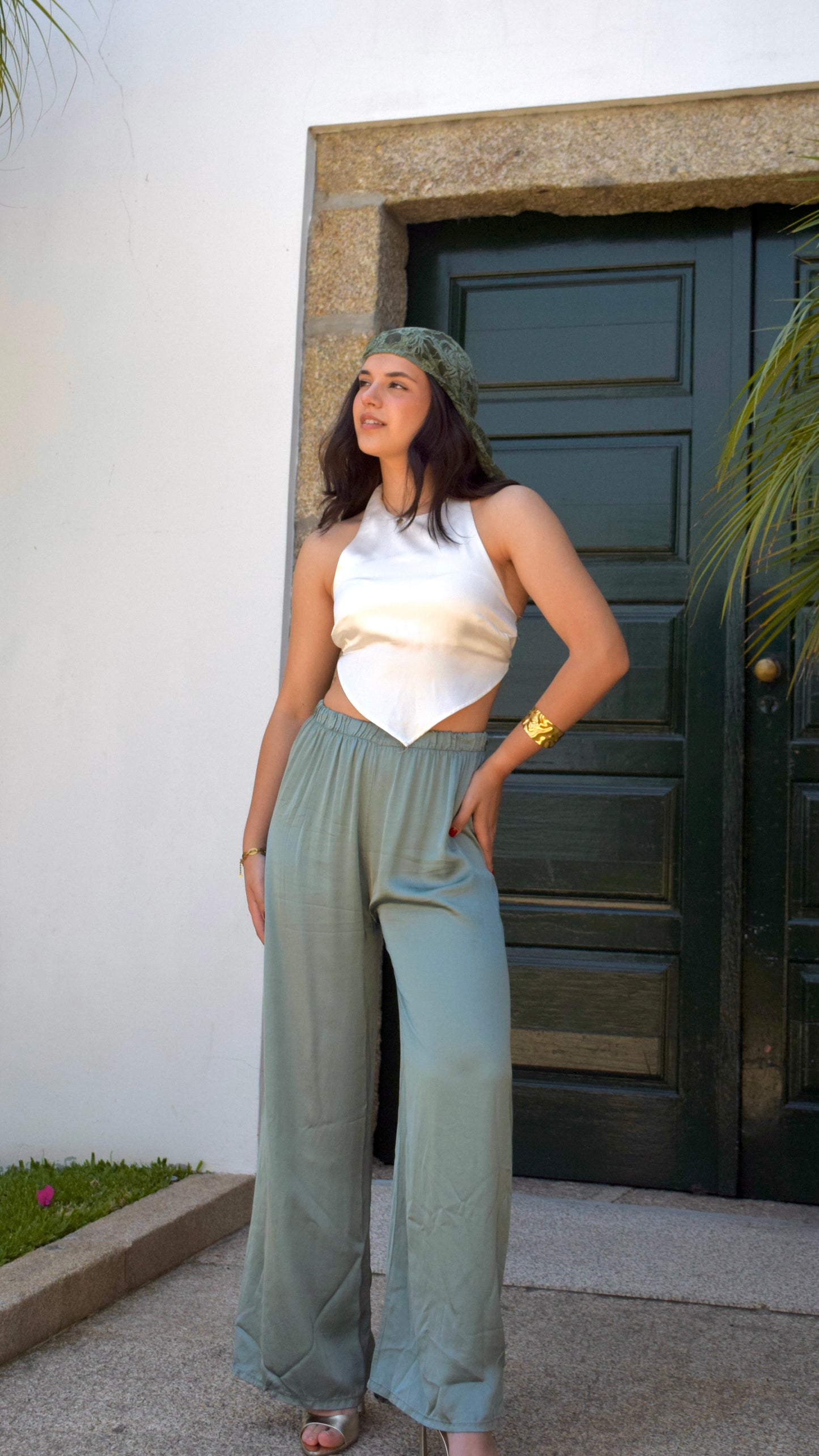 Satin Pants & Multiway Lace - Green