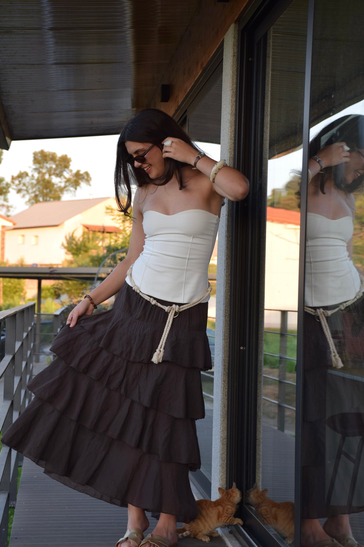 Ruffles Skirt - Brown