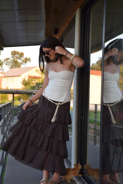Ruffles Skirt - Brown