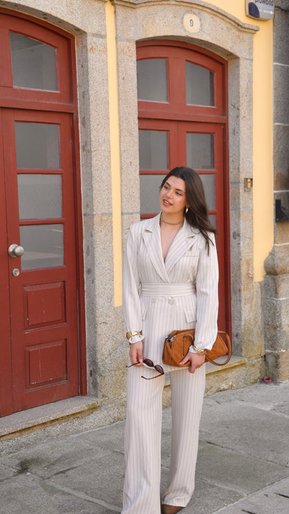 Belted Striped Suit
