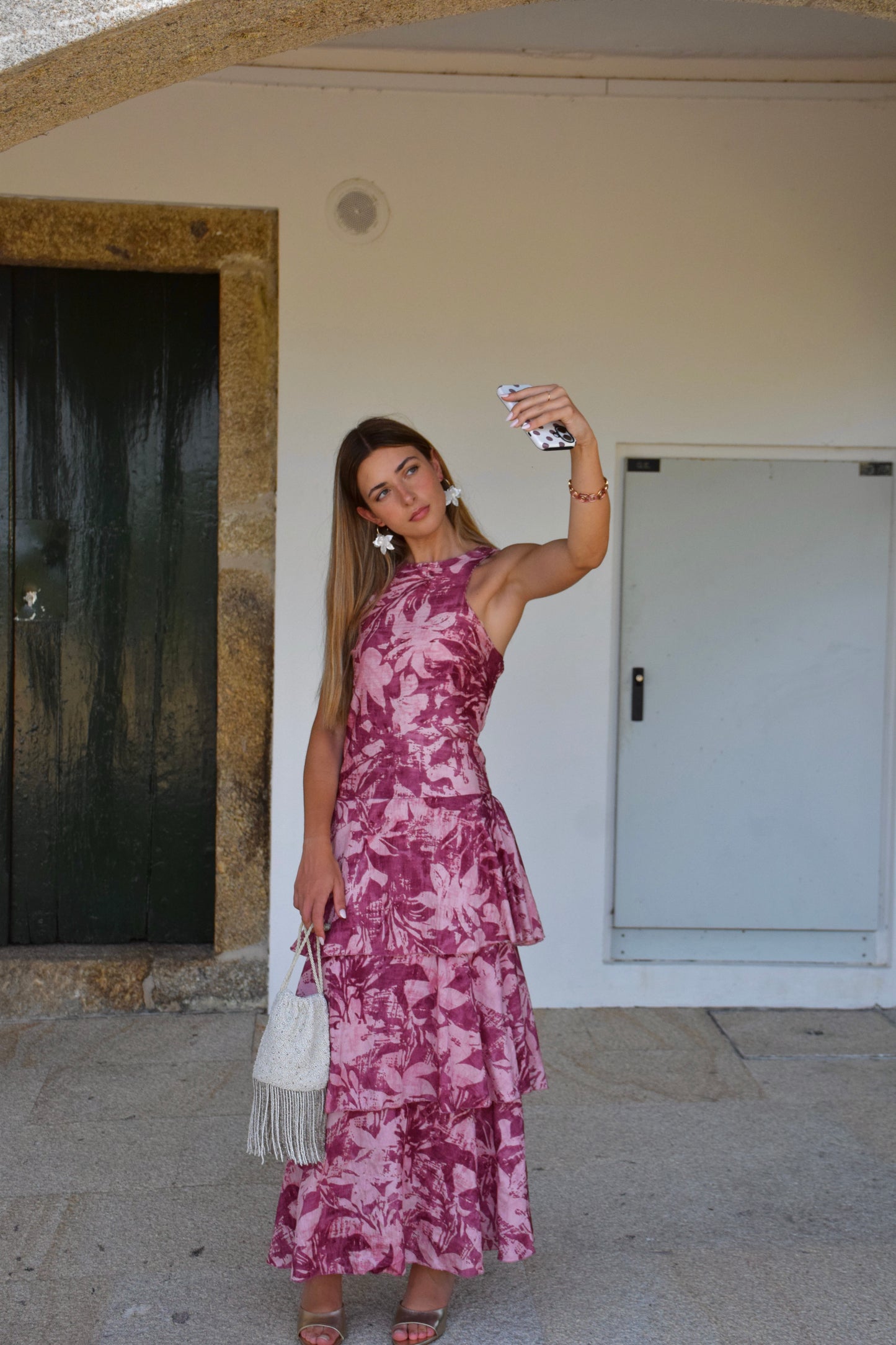 Zafira Dress - Pink & Bordeaux