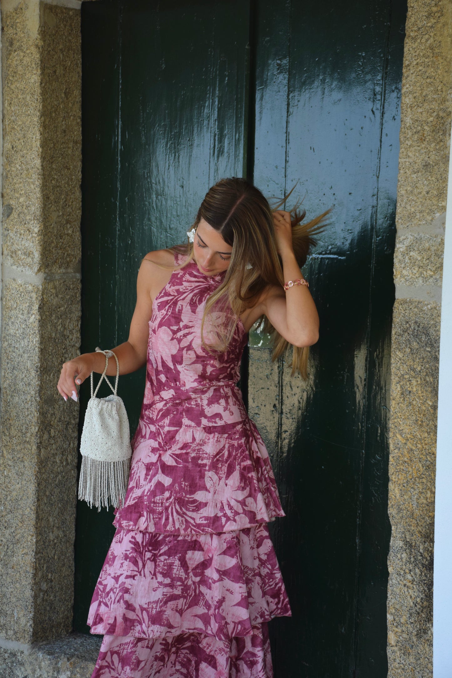Zafira Dress - Pink & Bordeaux