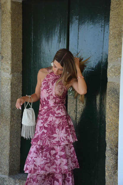 Zafira Dress - Pink & Bordeaux