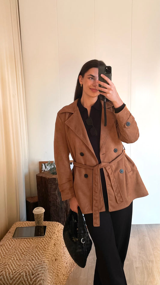 Trench Coat Curto Suede