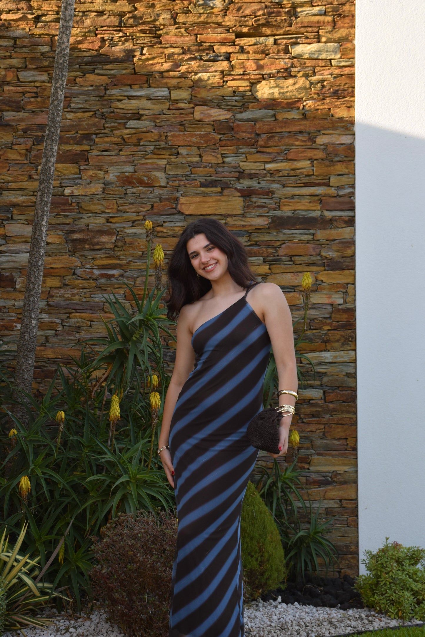 Marea Dress - Blue & Brown